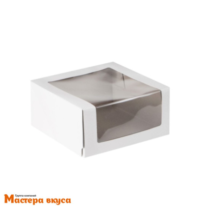 Короб для торта с панорамным окном, 180*180*100 мм, белый ДЖ