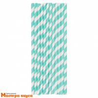 Трубочки бумажные, 20 см (упак 50 шт)  Бело-мятные