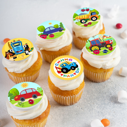 Фотопечать Синий трактор, для капкейков, №8