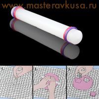 Скалка для мастики 22 см гладкая с кольцами