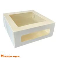 Короб для торта с двумя окнами 180*180*100 мм, белый, Cake II Window White