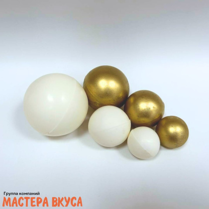 Фигурки из шок. глазури "Набор 6 шаров", БЕЛО-ЗОЛОТОЙ, d~5.5/ 4.5/ 3.5/ 2.5 см