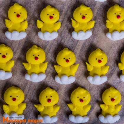 Сахарная фигурка ЦЫПЛЯТА пасхальные малые (плоские), микс ~3*2см, упак 5 шт