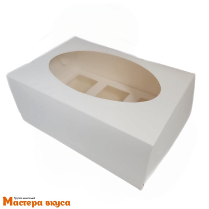 Коробка для  6 креманок, 235*160*100 мм (белая) РОНДО