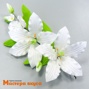 Сахарное украшение букет БЕЛЫЕ ЛИЛИИ, длина ~20см