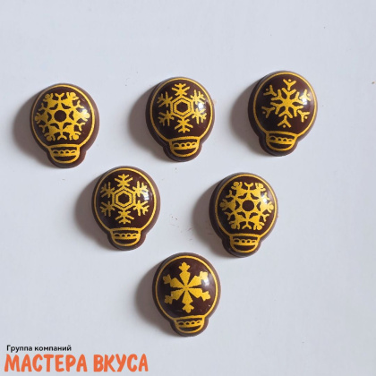 Декор из шоколадной глазури   "Новогодние шары" d-30 мм (уп 6шт) 