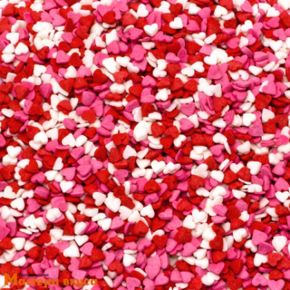 Посыпка СЕРДЕЧКИ красные-белые-розовые (мини), 25 гр 