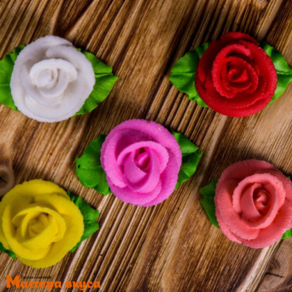 Сахарная фигурка РОЗА малая, цвет микс d~4см 