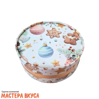 Упаковка для сладостей, с перегородкам ТУБУС без окна d120 h45мм (елочные игрушки/золото) У-32 (2-д)