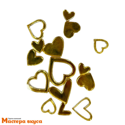 Зеркальное украшение  мини СЕРДЦА (звезды), золото/серебро, (набор 15 шт) (МВ)