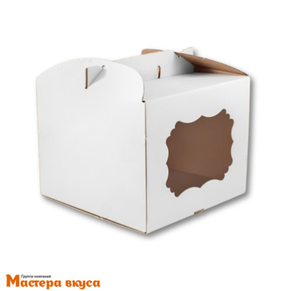 Короб для торта с окном и ручками 300*300*300 мм, белый, АП
