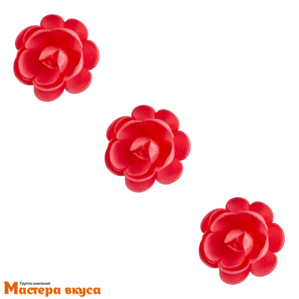 Вафельные цветы РОЗЫ большие сложные, d~5 см Красные, (упак 3 шт)