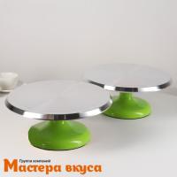 Подставка для торта вращающаяся, металл, D-29см  h-11см, Зеленая
