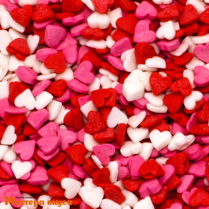 Посыпка Сердечки Красные-Белые-Розовые, упак 750 гр