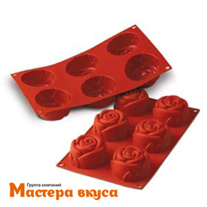Форма силиконовая SiliconFlex РОЗА, ячейка d76mm h40mm (6 ячеек) (Италия)