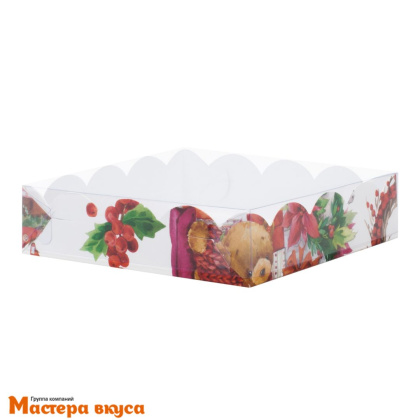 Упаковка для пряников и печенья с прозр. крышкой 120*120*30 мм (XMAS) (2-д)