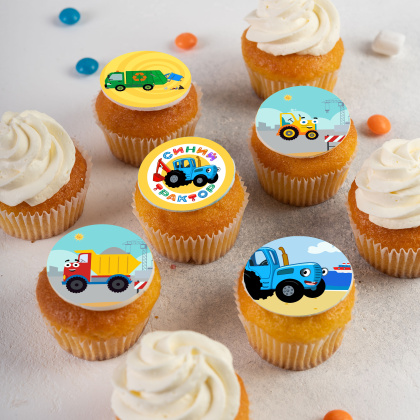 Фотопечать Синий трактор, для капкейков, №7