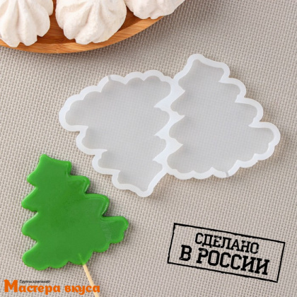 Форма для леденцов силиконовая  ЕЛКИ, (2 ячейки) 12*9*0,8 см 