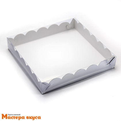 Упаковка для пряников и печенья с прозр. крышкой 155*155*35 мм (серебро) (2-д)