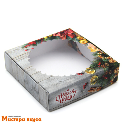 Упаковка для пряников и печенья с окном 11,5*11,5*3 см  (Новогодний аромат)