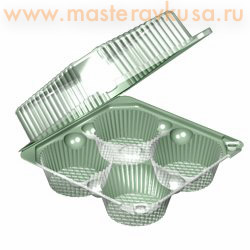 Контейнер квадратный Ракушка, 194*190  h83 мм (4 ячейки 66*81 мм), УК-17Р