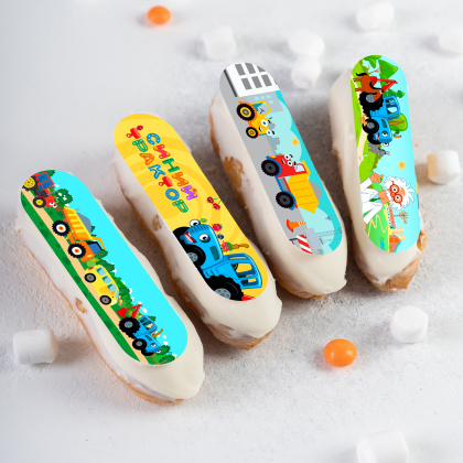 Фотопечать Синий трактор, для эклеров, №17