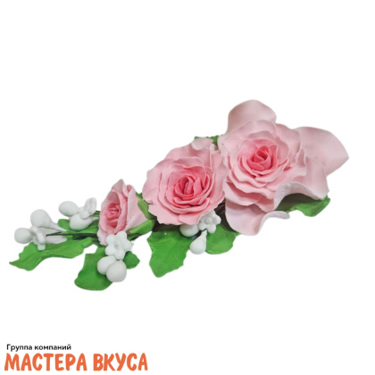 Сахарное украшение ветка РОЗА РОЗОВАЯ, длина ~20см