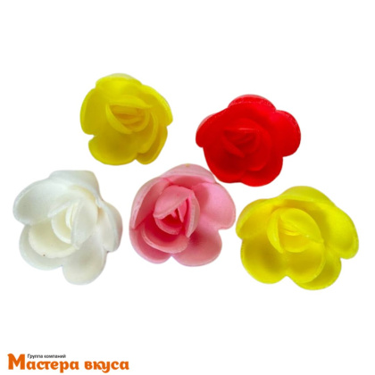 Вафельные цветы РОЗЫ малые d~2,5 см, (упак 5 шт микс)