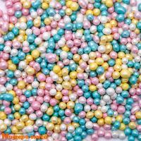 Посыпка Шарики зерновые Жемчуг микс Разноцветный перламутр (5-7мм) в сахарной глазури, 70 гр 