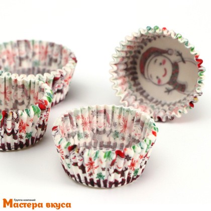 Капсула бумажная для конфет, d-3,5см  h-2см, СНЕГОВИК, (миниупак ~20-25 шт)