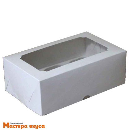 Коробка для  6 капкейков с окном, 250*170*100 мм, (белая), АП