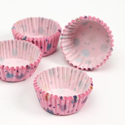 Капсула бумажная для конфет, d-3,5см  h-2см, ЛЕДЕНЕЦ РОЗОВАЯ (миниупак ~25-30 шт)