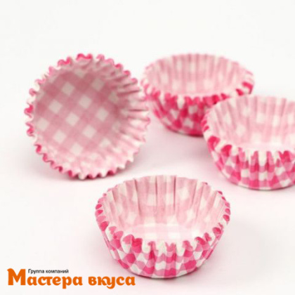 Капсула бумажная для конфет, d-3,5см  h-2см, РОЗОВАЯ КЛЕТКА (миниупак ~20-25 шт)