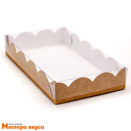 Упаковка для пряников и печенья с прозр. крышкой 200*120*35 мм (крафт) (2-д)