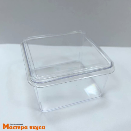 Креманка-стаканчик  с крышкой  КВАДРАТ (Кейс-торт), 350 мл, 97*97мм, h55мм, (пластик)