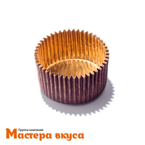 Капсула бумажная для конфет, d-3,5см h-2cм,  КОРИЧНЕВАЯ/ЗОЛОТО, СТАР №4 круглая, (миниупак ~15-20 шт)