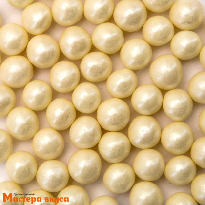 Посыпка Шарики зерновые Жемчуг  БЕЛЫЙ, перламутр крупные в шоколадной глазури (12-13 мм), 50гр 