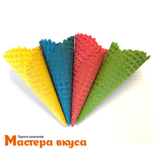 Вафельный рожок 185, ЦВЕТНОЙ АССОРТИ естественный край