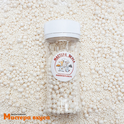 Посыпка Шарики сахарные Жемчуг Бисер микс БЕЛЫЙ (d2-5 мм), 50 гр