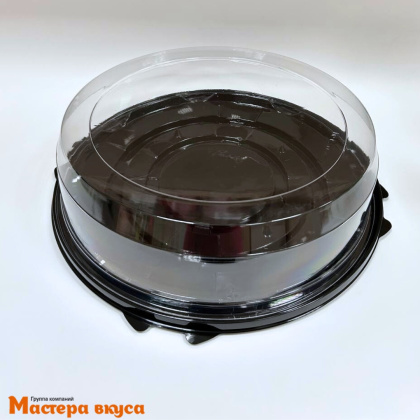 Контейнер круглый, D270 h70 мм, (комплект дно черное/крышка) ПР-Т-270/70