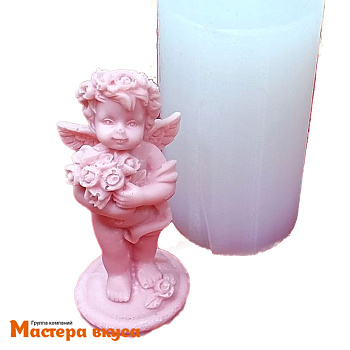 Молд силиконовый  3D АНГЕЛОЧЕК С БУКЕТОМ, изд 2,9*2,8*h6,6 см (шоколад~14гр)