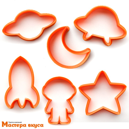 Набор вырубок и скалок ЗВЕЗДНОЕ ПЕЧЕНЬЕ, 6 формочек для печенья и 2 скалки