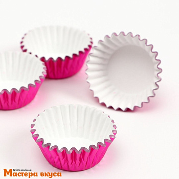 Капсула бумажная для конфет, d-3,5см  h-2см,  МЕТАЛЛИК ЯРКО-РОЗОВАЯ (миниупак ~20-25 шт)