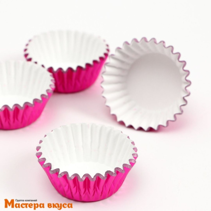 Капсула бумажная для конфет, d-3,5см  h-2см,  МЕТАЛЛИК ЯРКО-РОЗОВАЯ (миниупак ~20-25 шт)