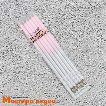 Свечи высокие Градиент "Жемчуг" розовый с серебром, (набор 6 шт), h-14см