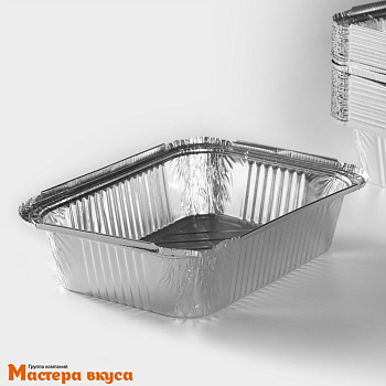 Форма алюминевая одноразовая Прямоугольная 25,3*18,7 см h-5,4 см (2000 мл) 