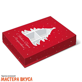 Упаковка для конфет 12 шт с окном (крышка/дно) 190*150*36мм   (Праздничная)