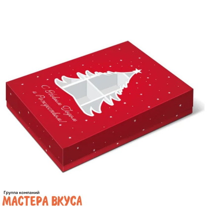 Упаковка для конфет 12 шт с окном (крышка/дно) 190*150*36мм   (Праздничная)