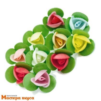 Вафельные цветы ПИОНЫ на трилистнике, d~3 см (упак 180 шт микс) 
