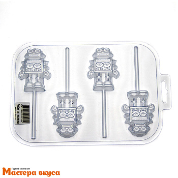 Форма для шоколада пластиковая, топпер РОБОТ на палочке 60*43*14мм